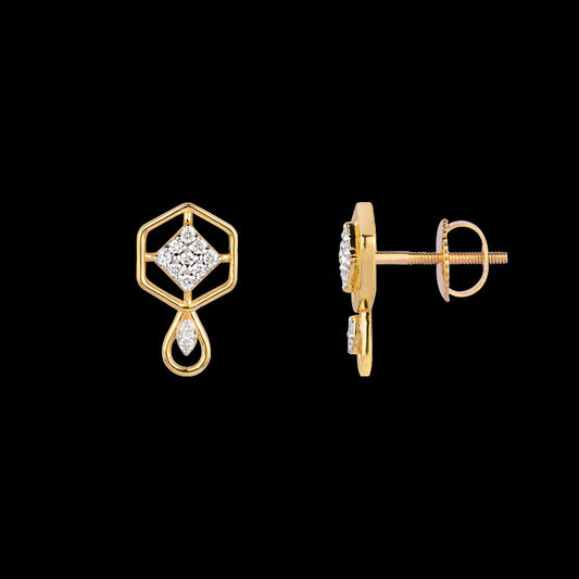 18K Yellow Gold Diamond Earrings - 0.156ct VS-SI-FG