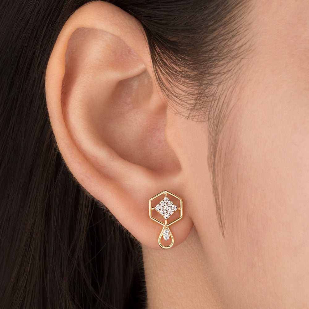 18K Yellow Gold Diamond Earrings - 0.156ct VS-SI-FG