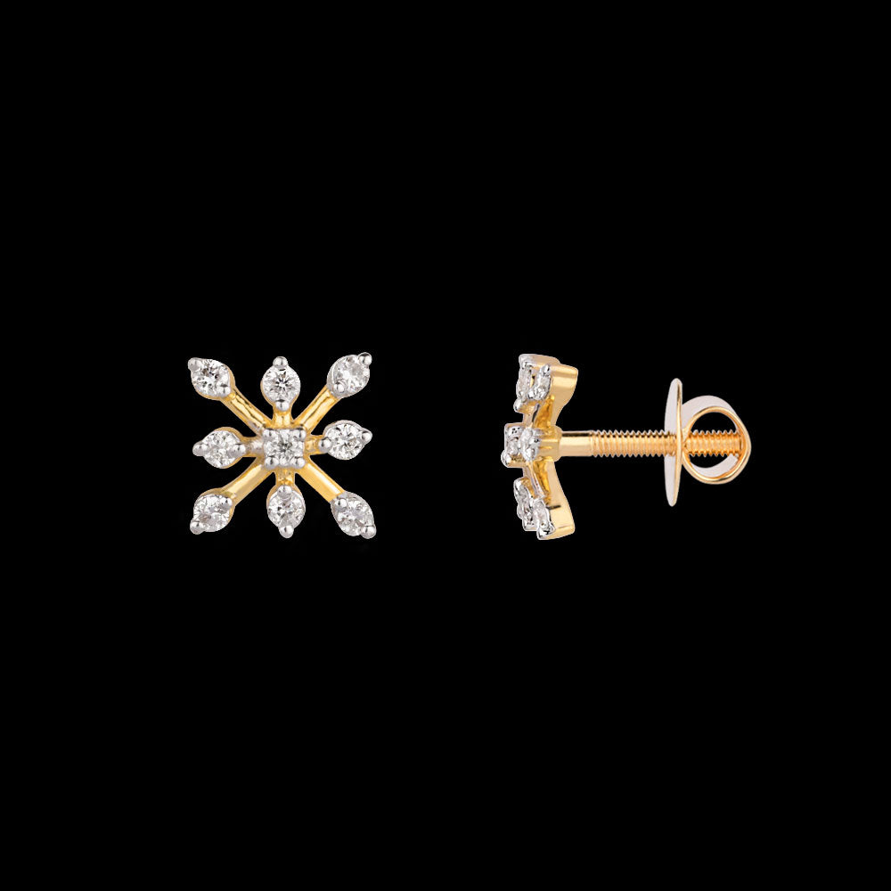 18K Yellow Gold Diamond Earrings - 0.131ct VS-SI-FG
