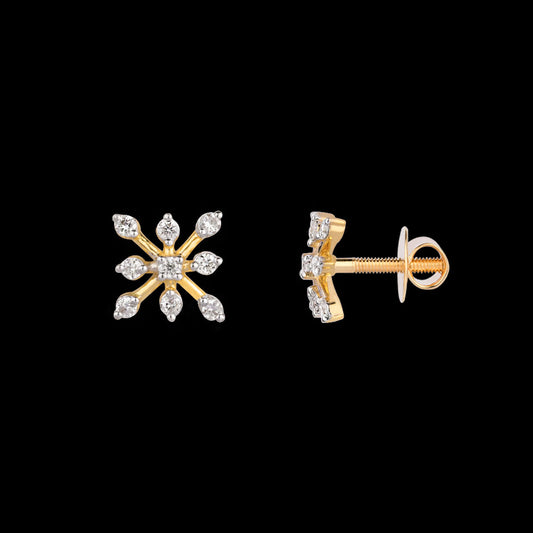 18K Yellow Gold Diamond Earrings - 0.131ct VS-SI-FG