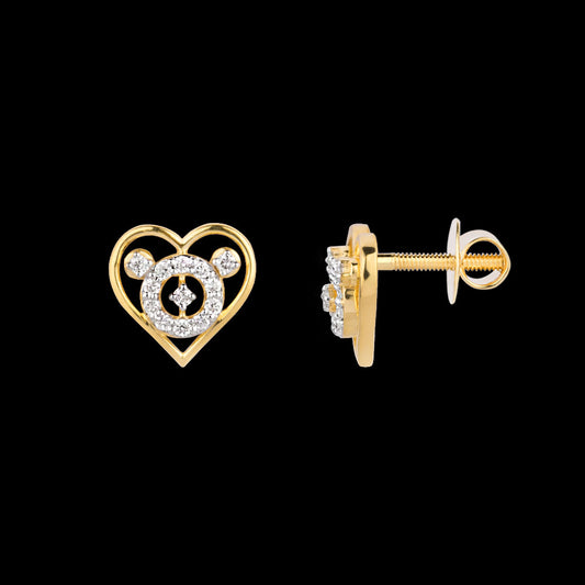 18K Yellow Gold Diamond Earrings - 0.202ct VS-SI-FG