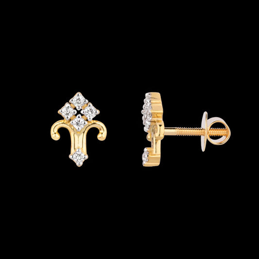 18K Yellow Gold Diamond Earrings - 0.071ct VS-SI-FG