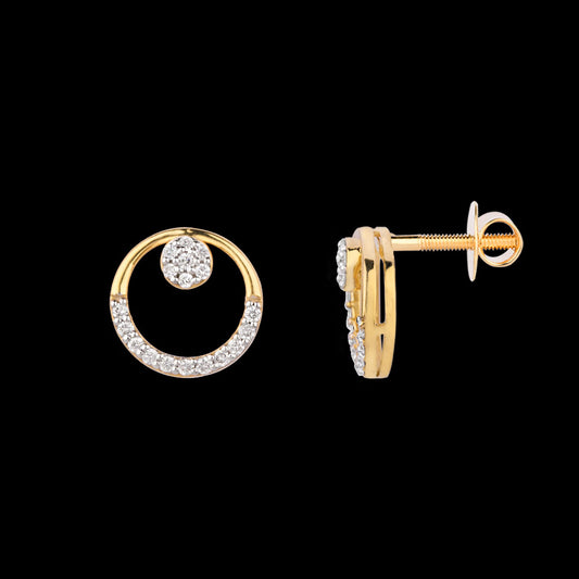 18K Yellow Gold Diamond Earrings - 0.222ct VS-SI-FG