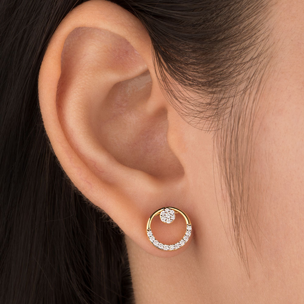 18K Yellow Gold Diamond Earrings - 0.222ct VS-SI-FG