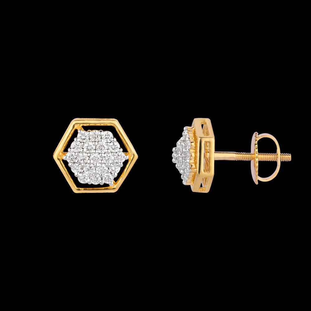 18K Yellow Gold Diamond Earrings - 0.276ct VS-SI-FG