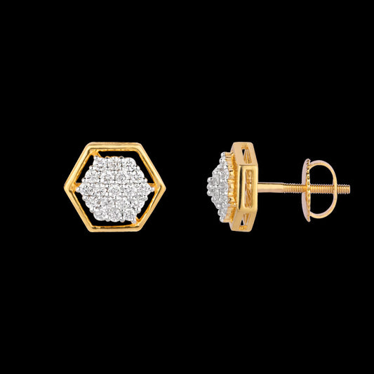 18K Yellow Gold Diamond Earrings - 0.276ct VS-SI-FG