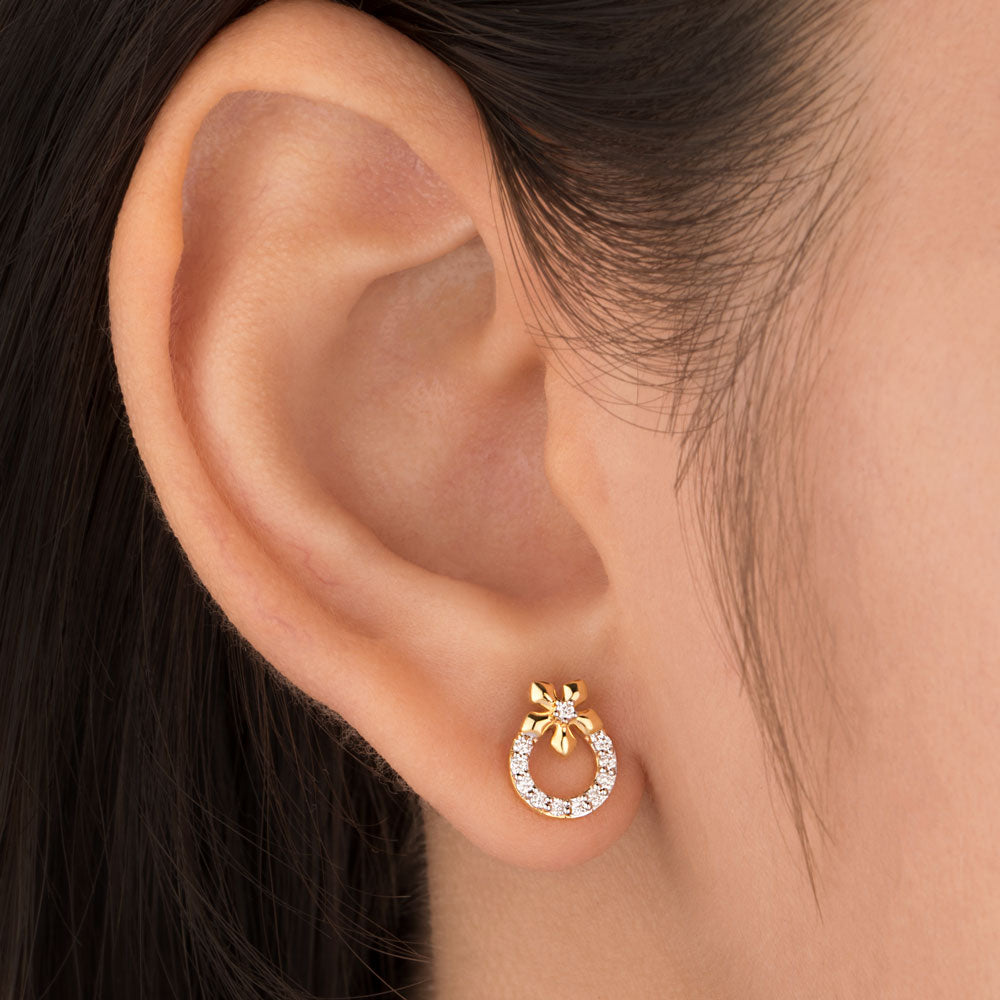 18K Yellow Gold Diamond Earrings - 0.159ct VS-SI-FG