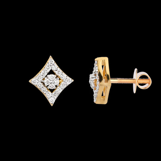 18K Yellow Gold Diamond Earrings - 0.274ct VS-SI-FG
