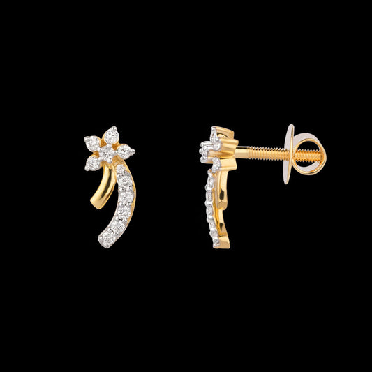 18K Yellow Gold Diamond Earrings - 0.157ct VS-SI-FG