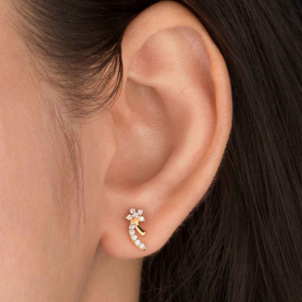 18K Yellow Gold Diamond Earrings - 0.157ct VS-SI-FG