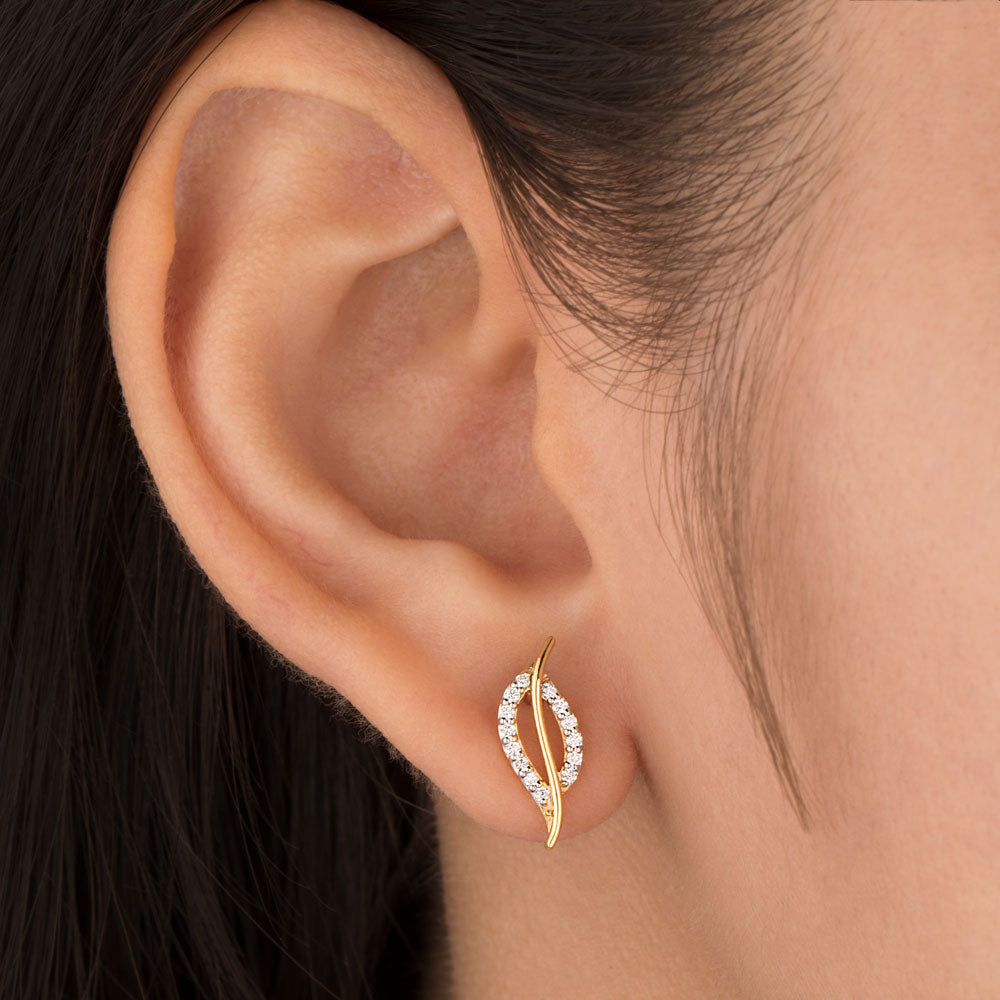 18K Yellow Gold Diamond Earrings - 0.157ct VS-SI-FG