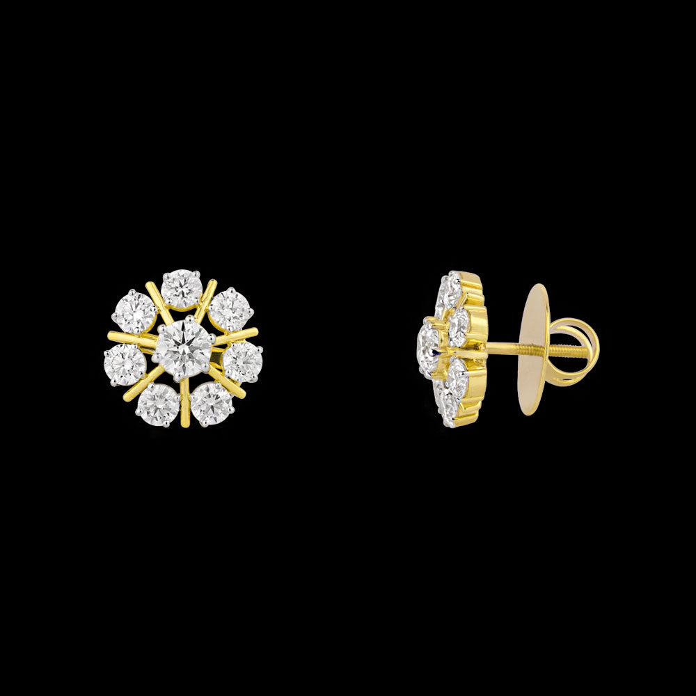 18K Yellow Gold Diamond Earrings - 1.94ct VVS-EF