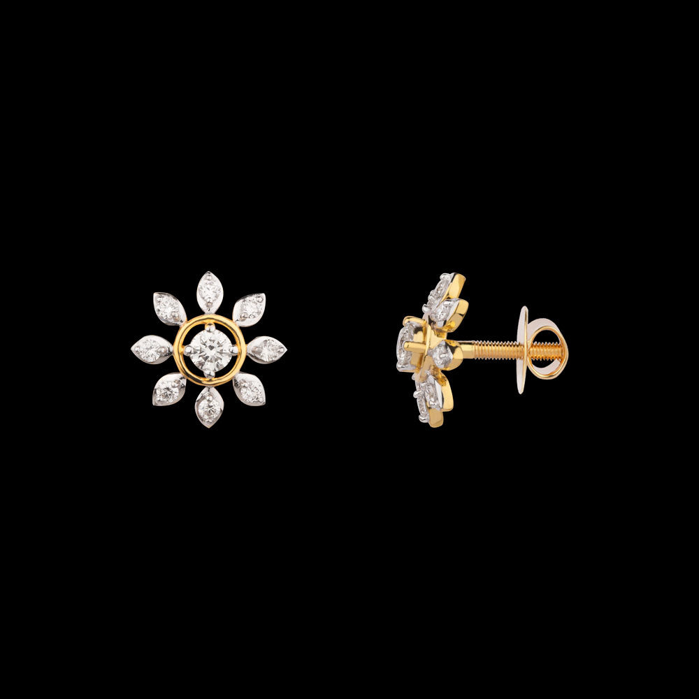 18K Yellow Gold Diamond Earrings - 0.457ct VS-IJ