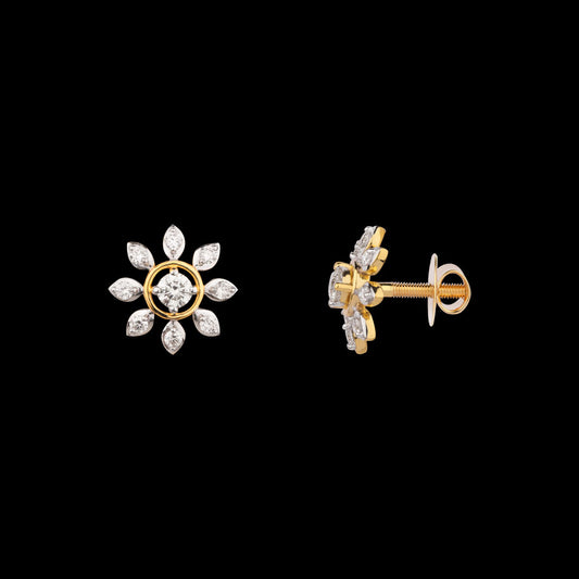 18K Yellow Gold Diamond Earrings - 0.457ct VS-IJ