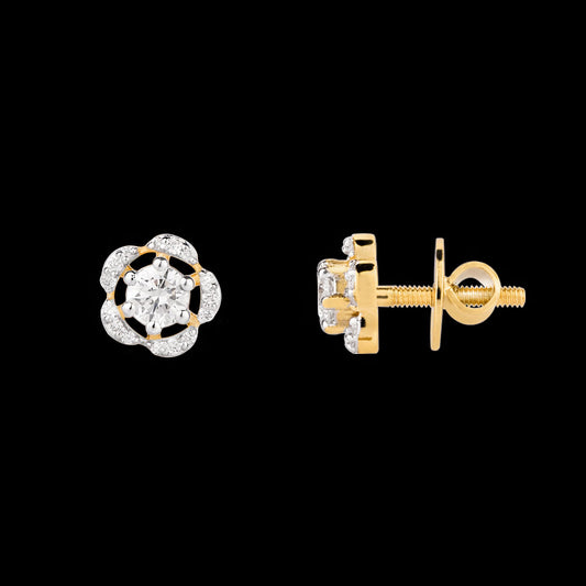 18K Yellow Gold Diamond Earrings - 0.316ct VVS-VS-IJ