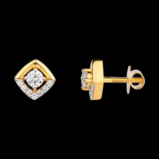 18K Yellow Gold Diamond Earrings - 0.357ct VVS-VS-IJ