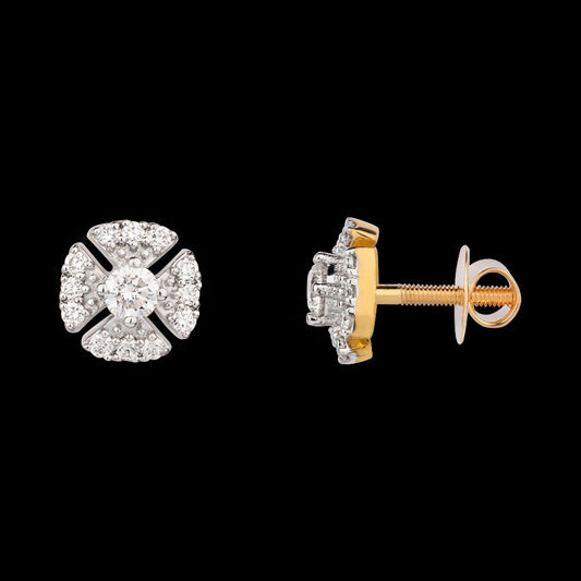 18K Yellow Gold Diamond Earrings - 0.48ct VVS-VS-IJ