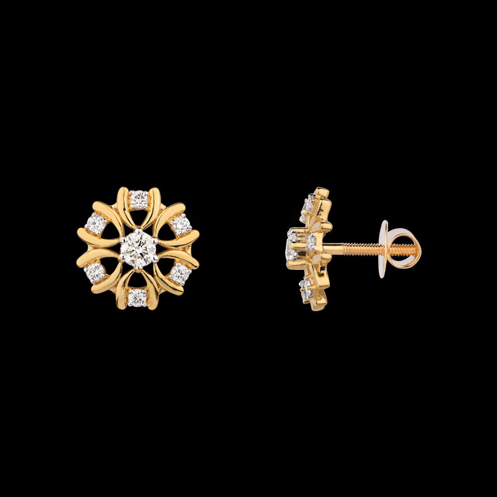 18K Yellow Gold Diamond Earrings - 0.455ct VVS-VS-GH