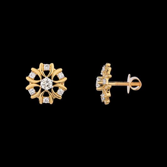 18K Yellow Gold Diamond Earrings - 0.455ct VVS-VS-GH