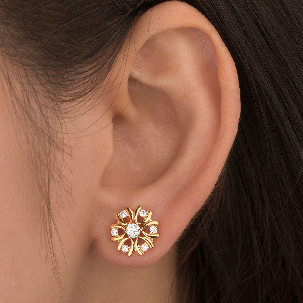18K Yellow Gold Diamond Earrings - 0.455ct VVS-VS-GH