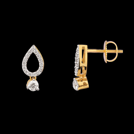 18K Yellow Gold Diamond Earrings - 0.435ct VVS-VS-IJ