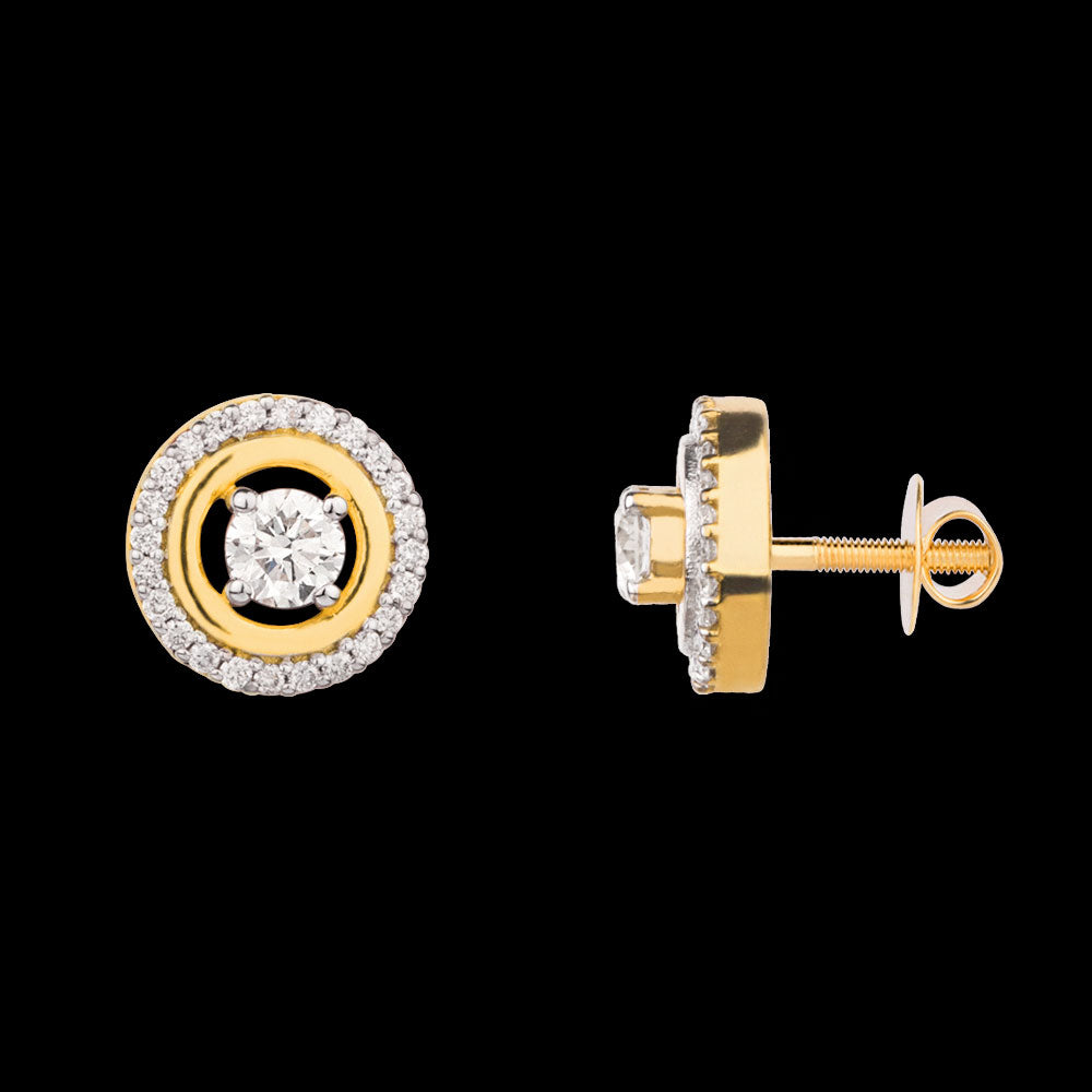 18K Yellow Gold Diamond Earrings - 0.398ct VVS-VS-HI
