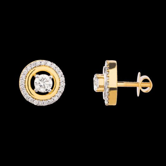 18K Yellow Gold Diamond Earrings - 0.398ct VVS-VS-HI
