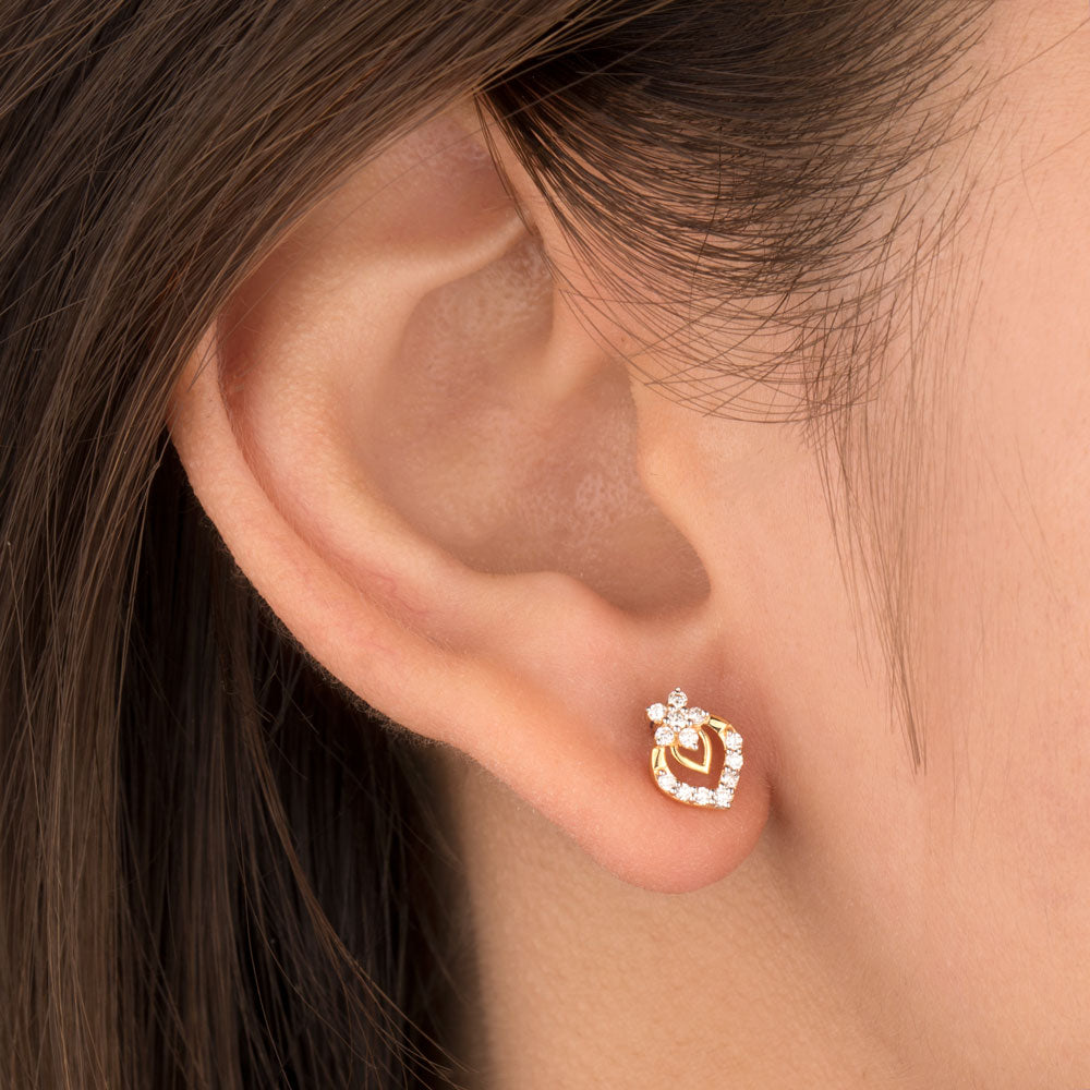 18K Yellow Gold Diamond Earrings - 0.191ct VS-SI-EF