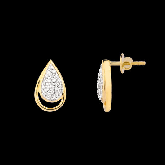 14K Yellow Gold Diamond Earrings - 0.32ct SI-GH