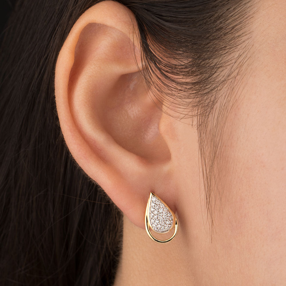 14K Yellow Gold Diamond Earrings - 0.32ct SI-GH