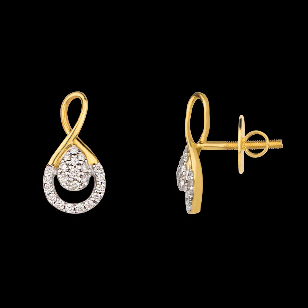 14K Yellow Gold Diamond Earrings - 0.32ct SI-HIJ