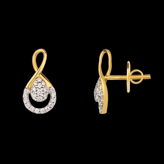 14K Yellow Gold Diamond Earrings - 0.32ct SI-HIJ