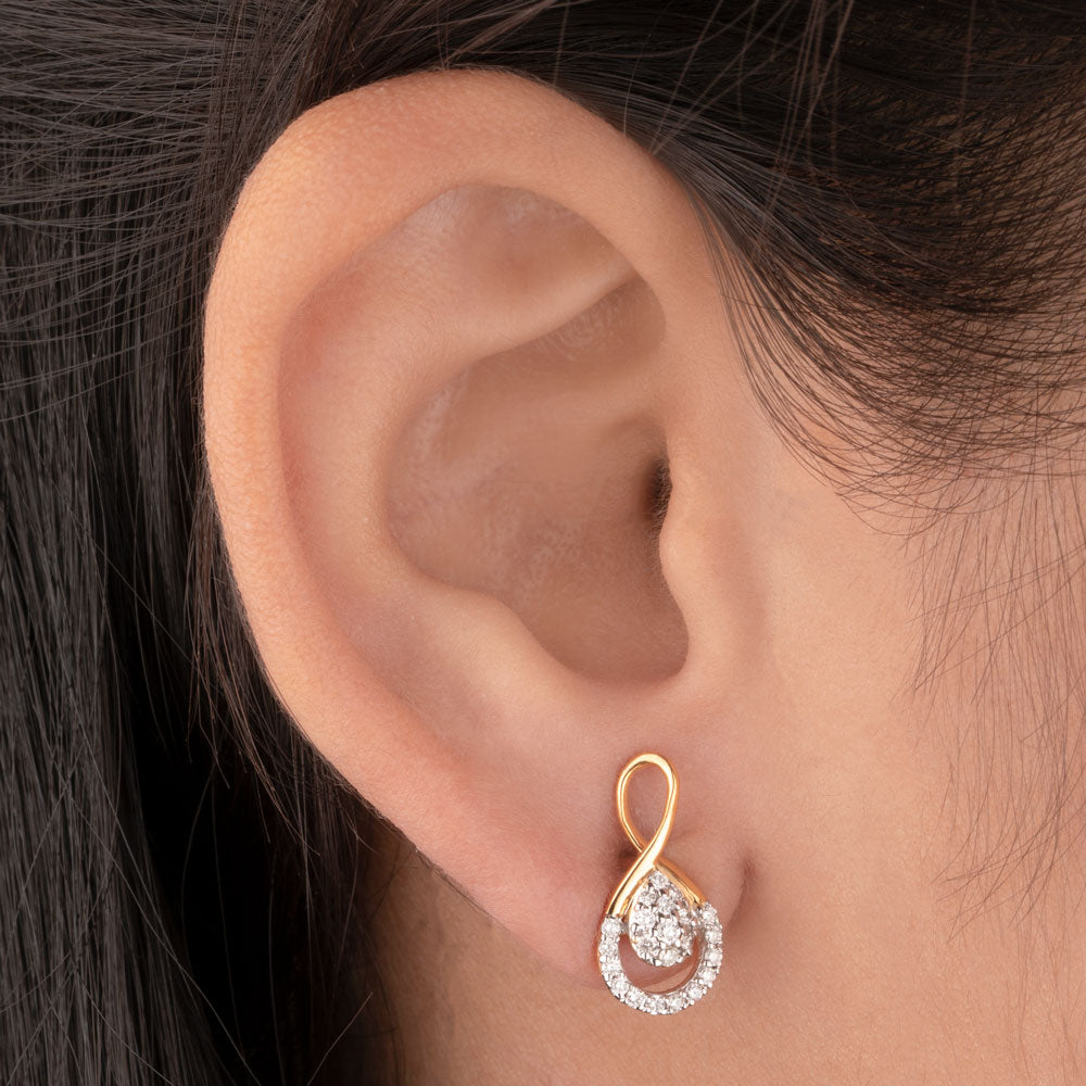 14K Yellow Gold Diamond Earrings - 0.32ct SI-HIJ