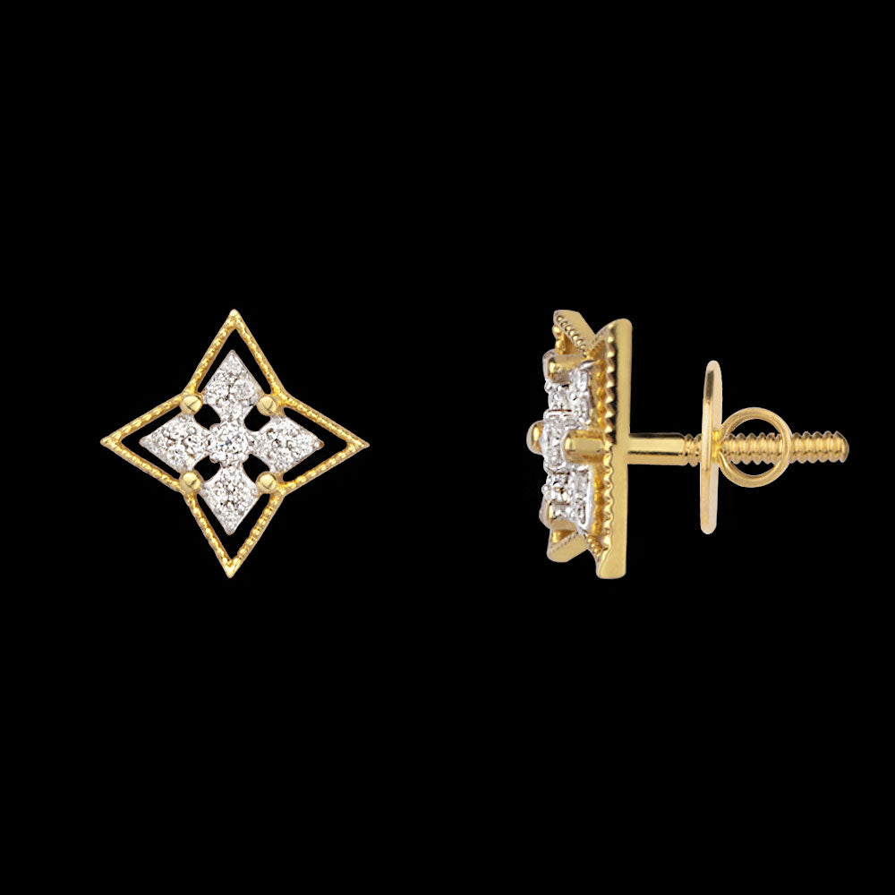 14K Yellow Gold Diamond Earrings - 0.24ct SI-GH