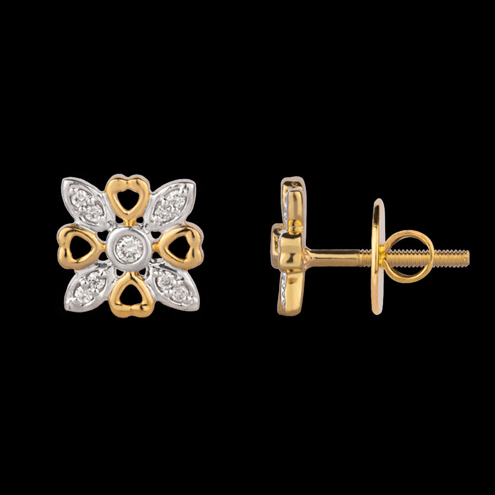 14K Yellow Gold Diamond Earrings - 0.14ct SI-GH
