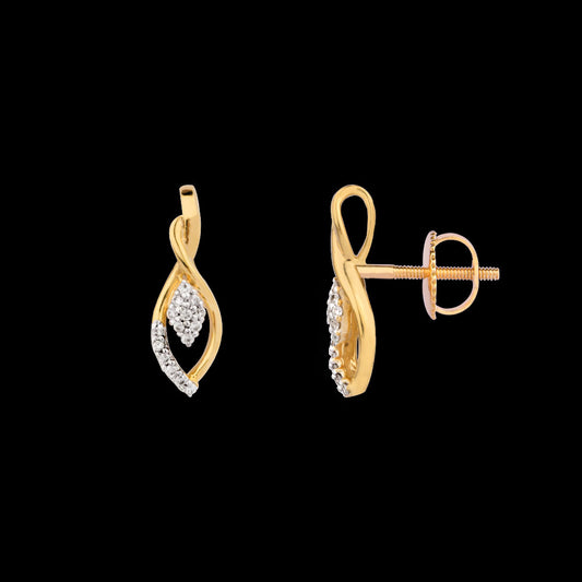 14K Yellow Gold Diamond Earrings - 0.14ct SI-GH