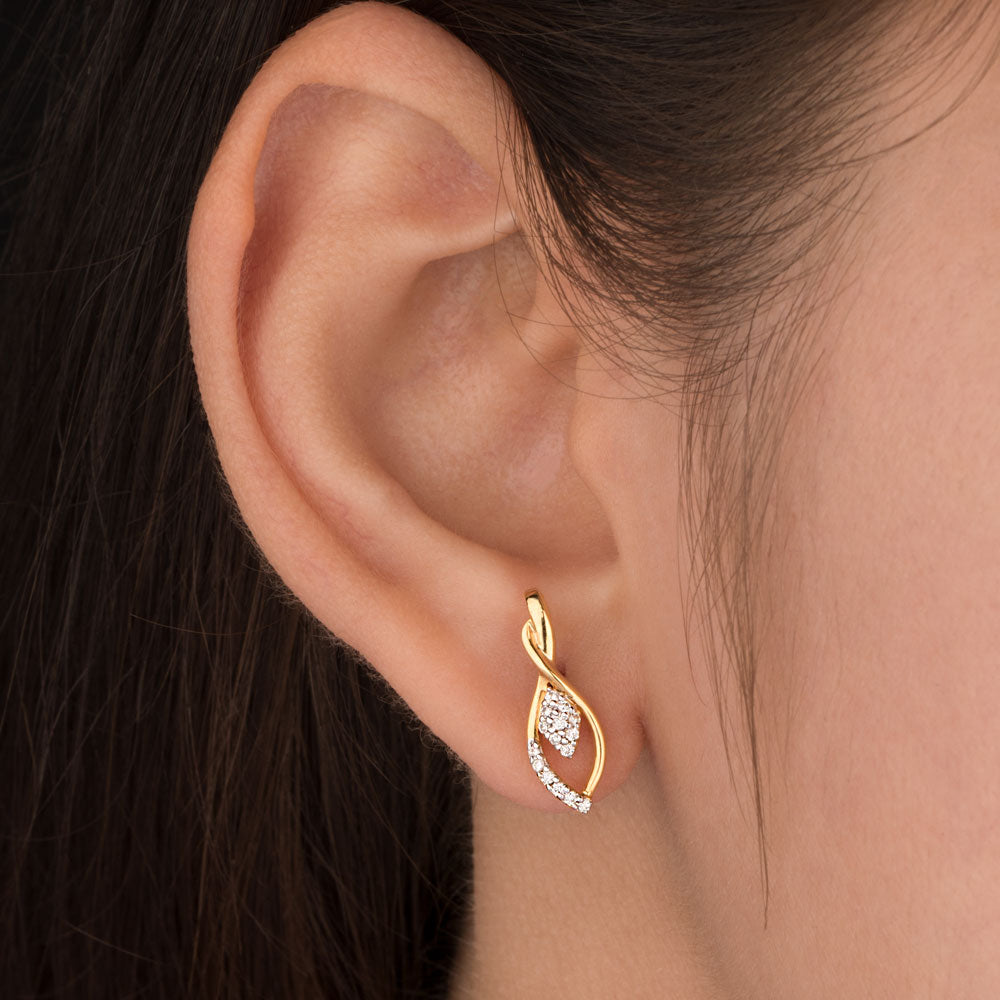 14K Yellow Gold Diamond Earrings - 0.14ct SI-GH