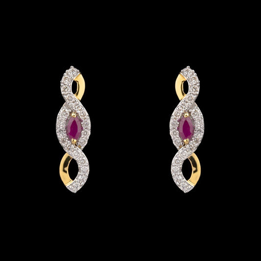 14K Yellow Gold Diamond Earrings - 0.39ct SI-IJ with Colour Stones