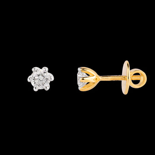 18K Yellow Gold Diamond Earrings - 0.147ct VS-FG