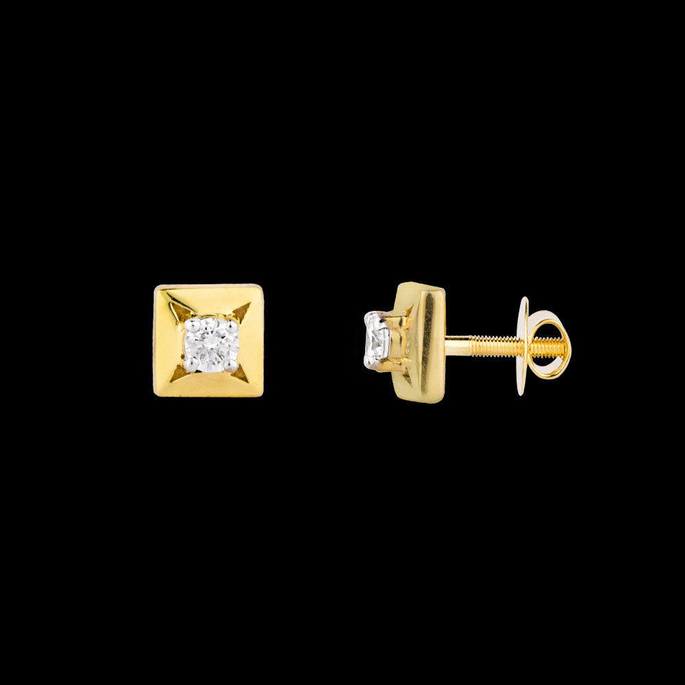 18K Yellow Gold Diamond Earrings - 0.085ct VVS-GH