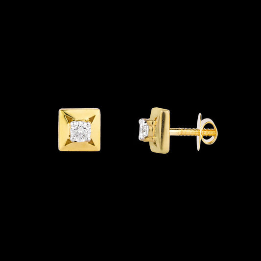 18K Yellow Gold Diamond Earrings - 0.085ct VVS-GH