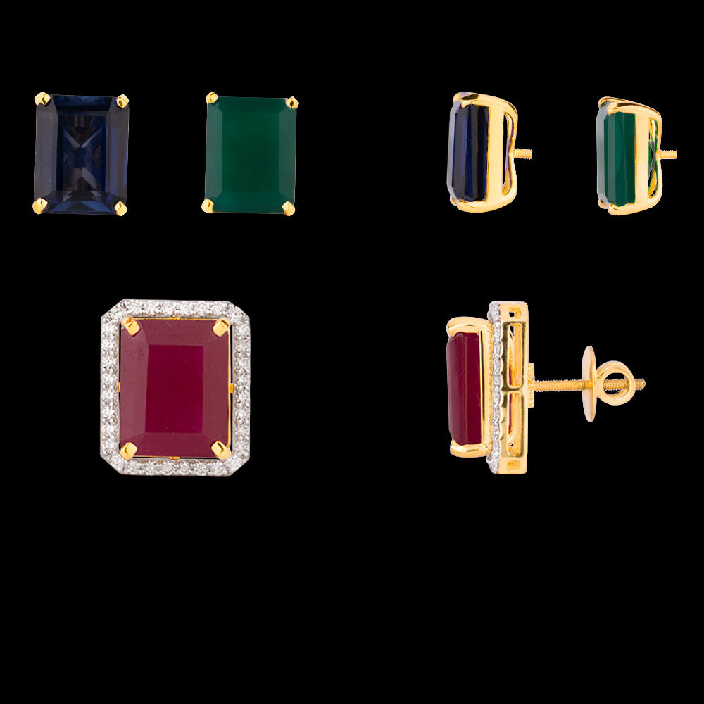 18K Yellow Gold Diamond Jewellery - 1.006ct VVS-VS-GH with Colour Stones
