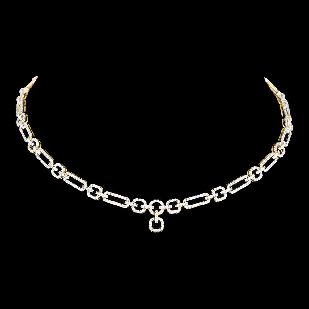 18K Yellow Gold Diamond Necklace - 5.1ct VS-SI-GH
