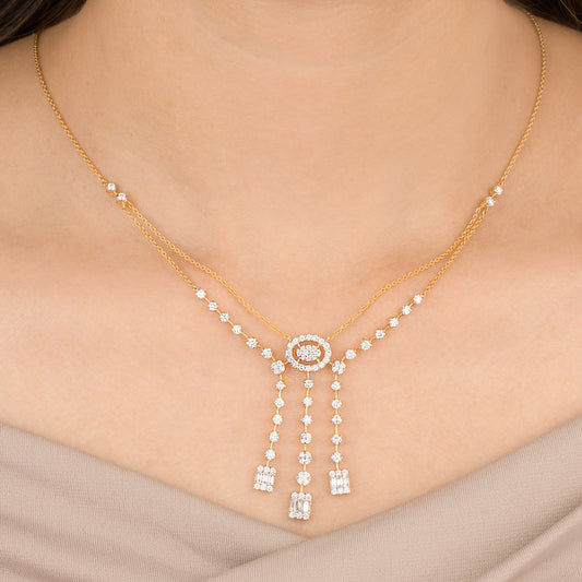 14K Yellow Gold Diamond Necklace - 2.005ct VS-SI-GH