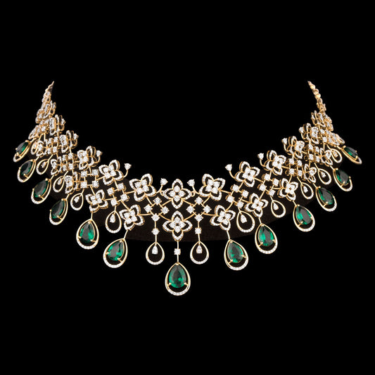 14K Yellow Gold Diamond Necklace - 3.048ct VVS-VS-GH with Colour Stones