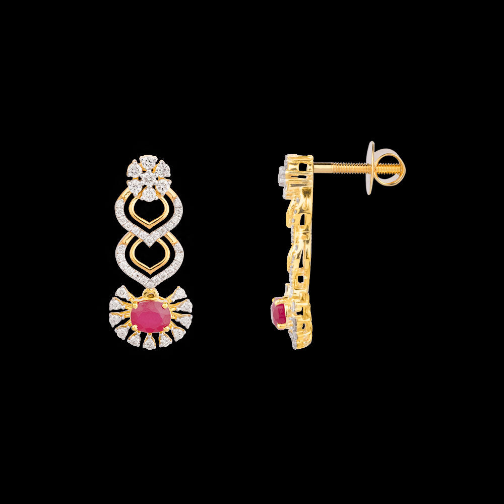 18K Yellow Gold Diamond Jewellery - 0.618ct SI-IJ with Colour Stones