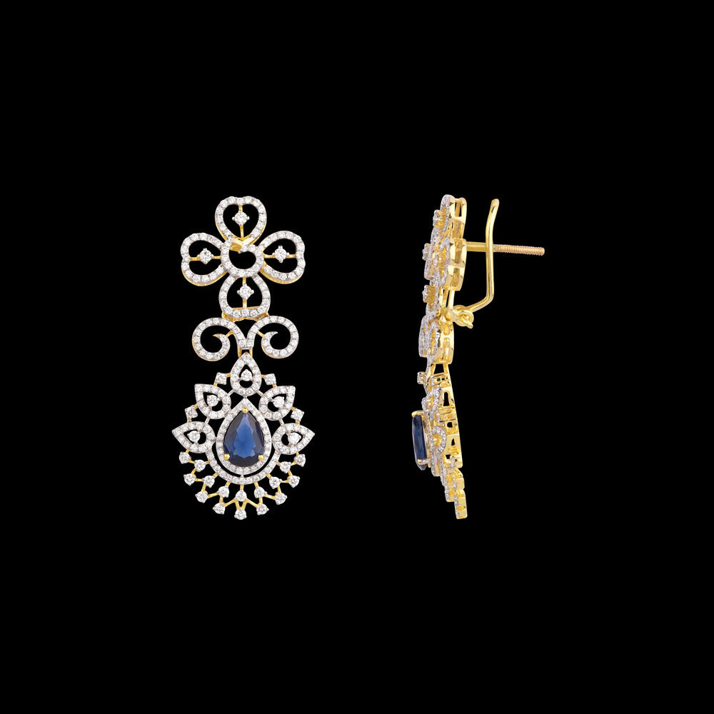 18K Yellow Gold Diamond Jewellery - 1.763ct VVS-VS-GH with Colour Stones