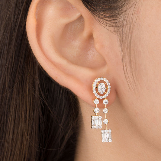 14K Yellow Gold Diamond Earrings - 1.48ct VS-SI-GH