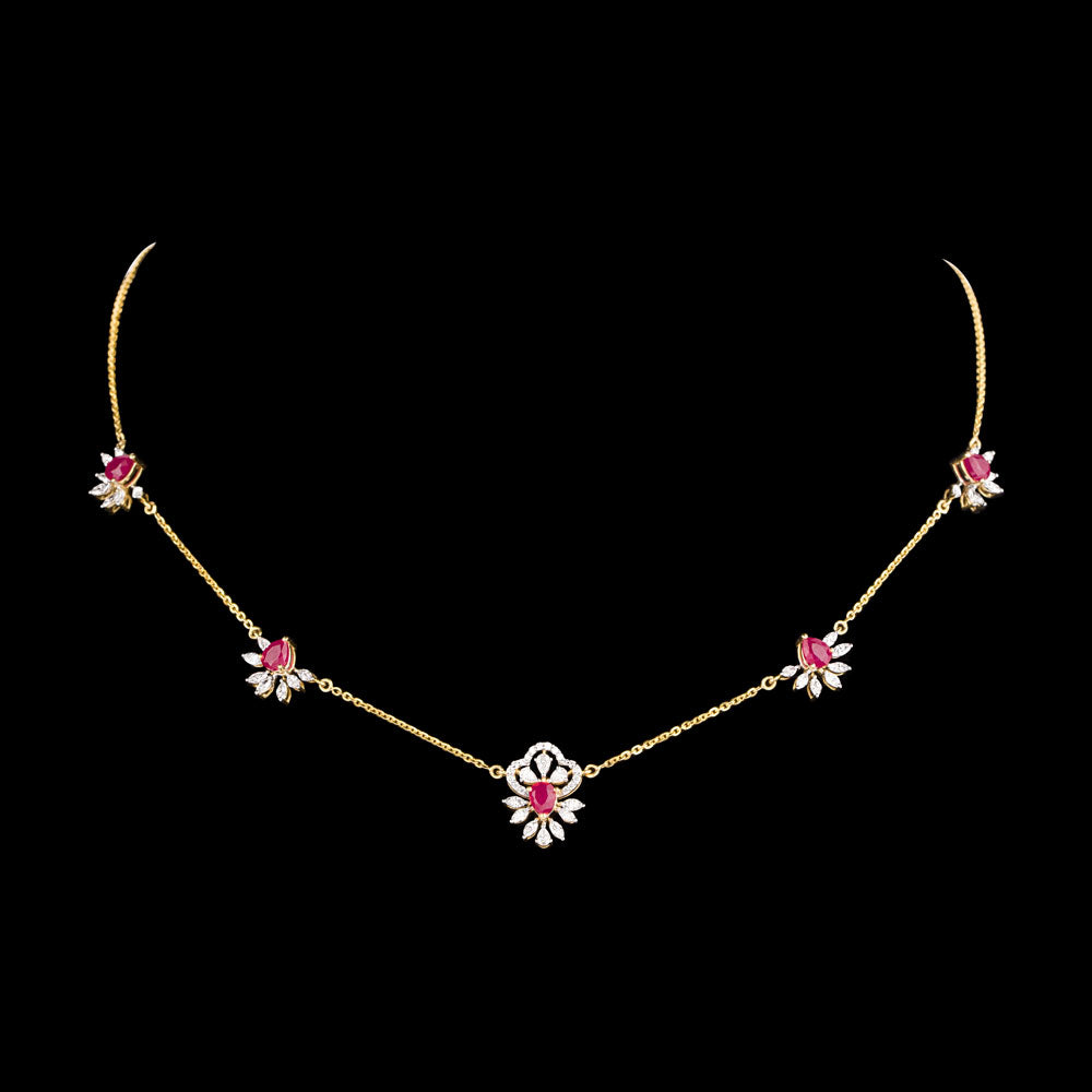 18K Yellow Gold Diamond Jewellery - 1.448ct VVS-EF with Colour Stones