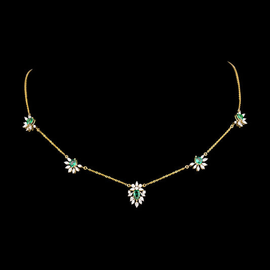 18K Yellow Gold Diamond Jewellery - 1.451ct VVS-EF with Colour Stones